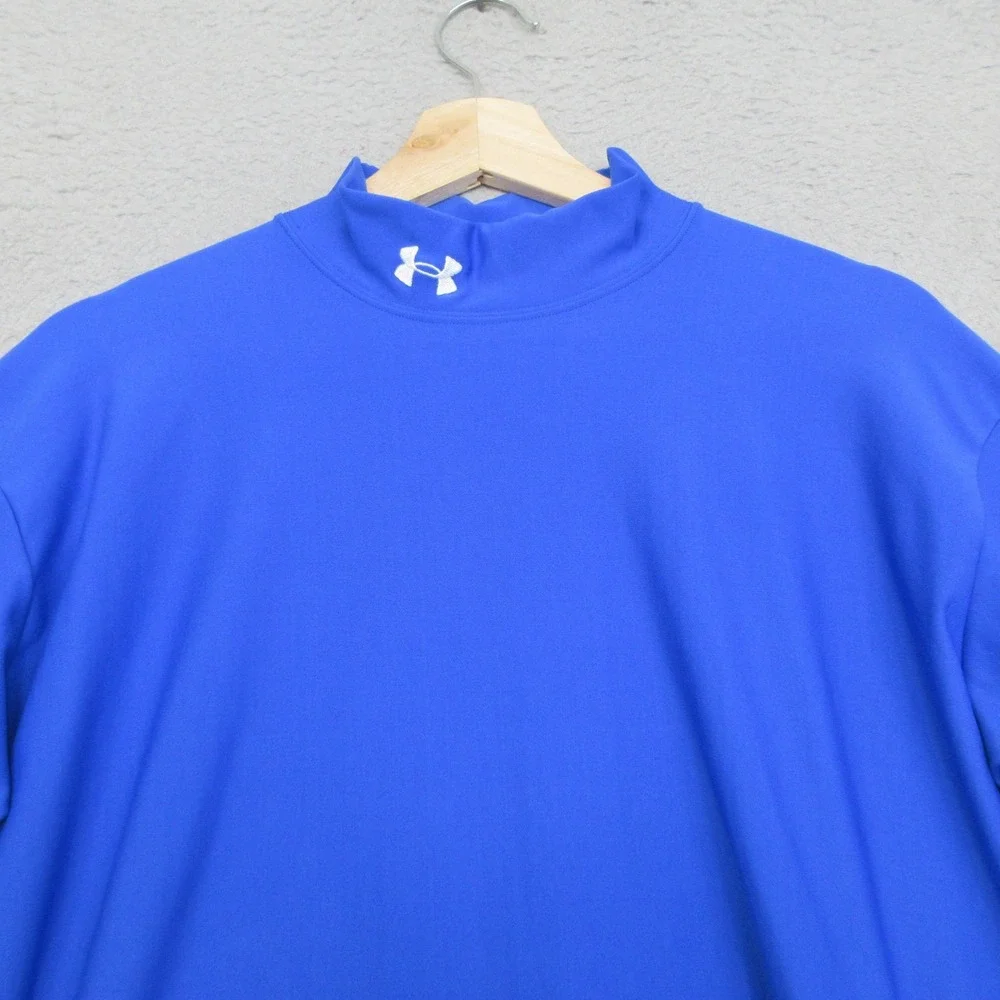 Vintage Under Armour Base Layer Shirt Mens XXL Blue Compression Mock Neck Y2K